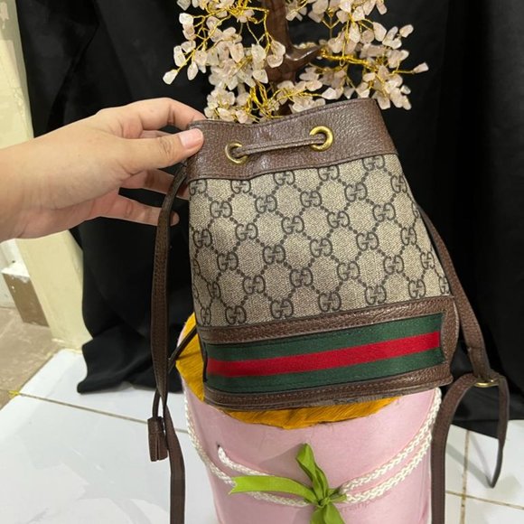 Gucci Ophidia GG Mini Bucket Bag Beige Brown Green Red Supreme 550620 - Picture 2 of 8